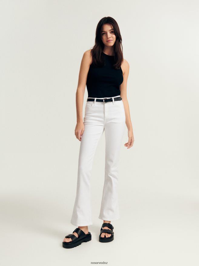 Reserved Women High Waist Flare Jeans P6H08T785 Apparel White