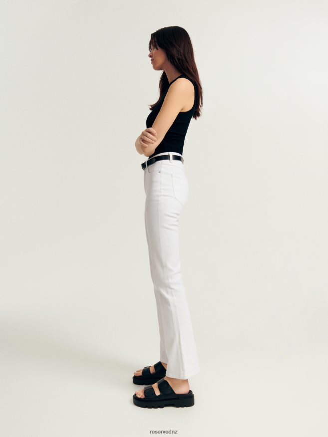 Reserved Women High Waist Flare Jeans P6H08T792 Apparel White