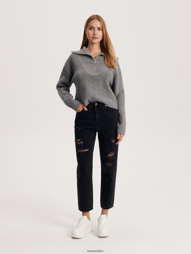 Reserved Women High Waist Mom Fit Jeans P6H08T757 Apparel Black