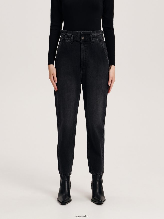 Reserved Women Paperbag Jeans P6H08T112 Apparel Black