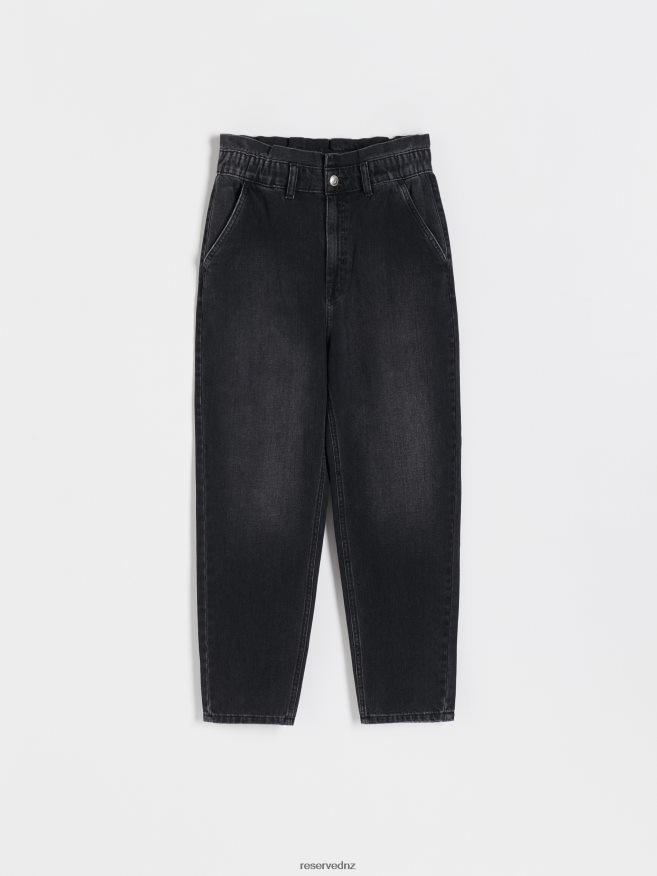 Reserved Women Paperbag Jeans P6H08T112 Apparel Black