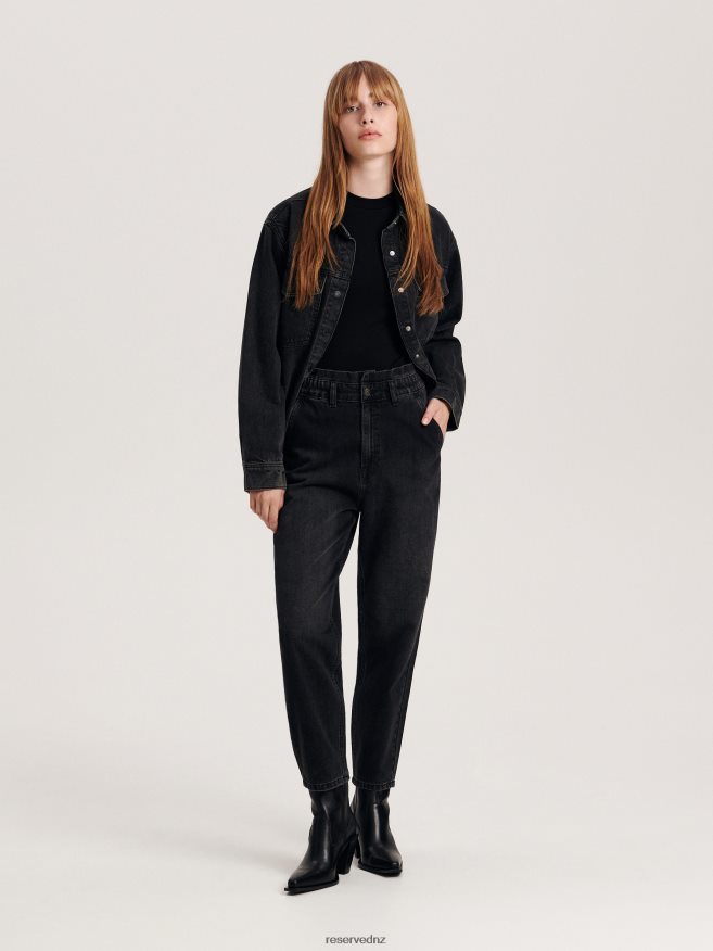 Reserved Women Paperbag Jeans P6H08T743 Apparel Black
