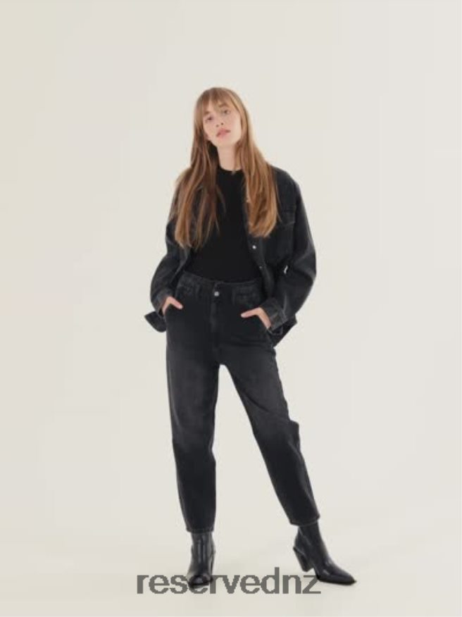 Reserved Women Paperbag Jeans P6H08T743 Apparel Black