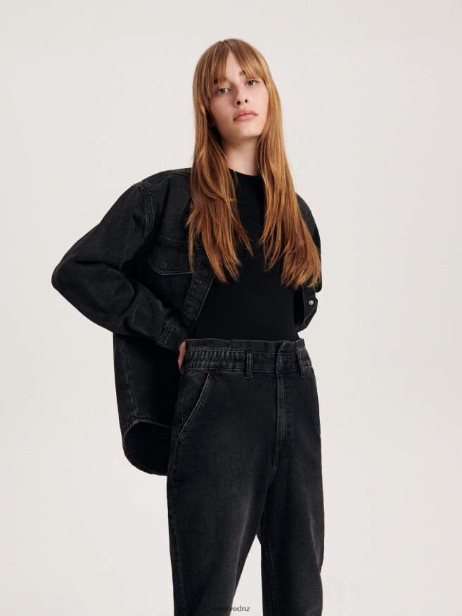 Reserved Women Paperbag Jeans P6H08T743 Apparel Black