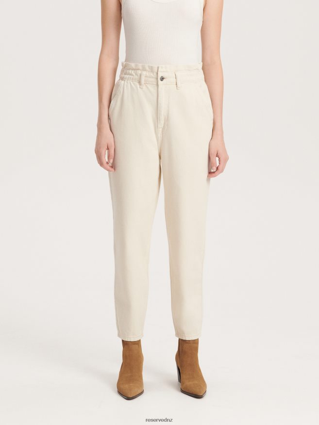 Reserved Women Paperbag Jeans P6H08T745 Apparel Cream