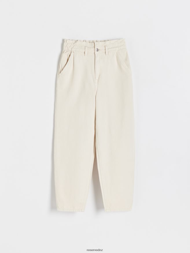 Reserved Women Paperbag Jeans P6H08T745 Apparel Cream