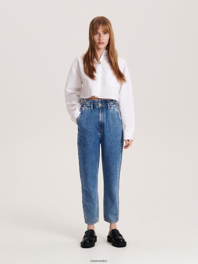 Reserved Women Paperbag Jeans P6H08T747 Apparel Blue