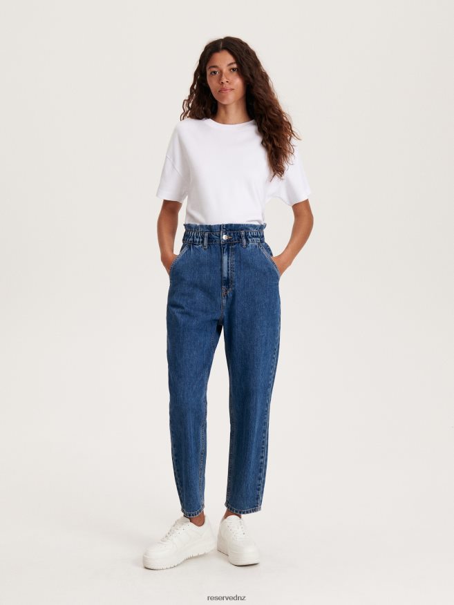 Reserved Women Paperbag Jeans P6H08T748 Apparel Navy