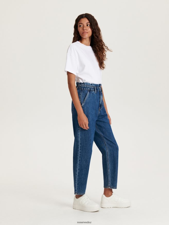 Reserved Women Paperbag Jeans P6H08T748 Apparel Navy