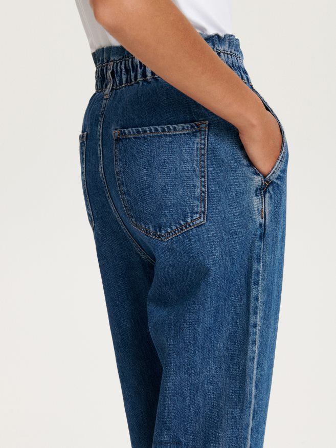 Reserved Women Paperbag Jeans P6H08T748 Apparel Navy