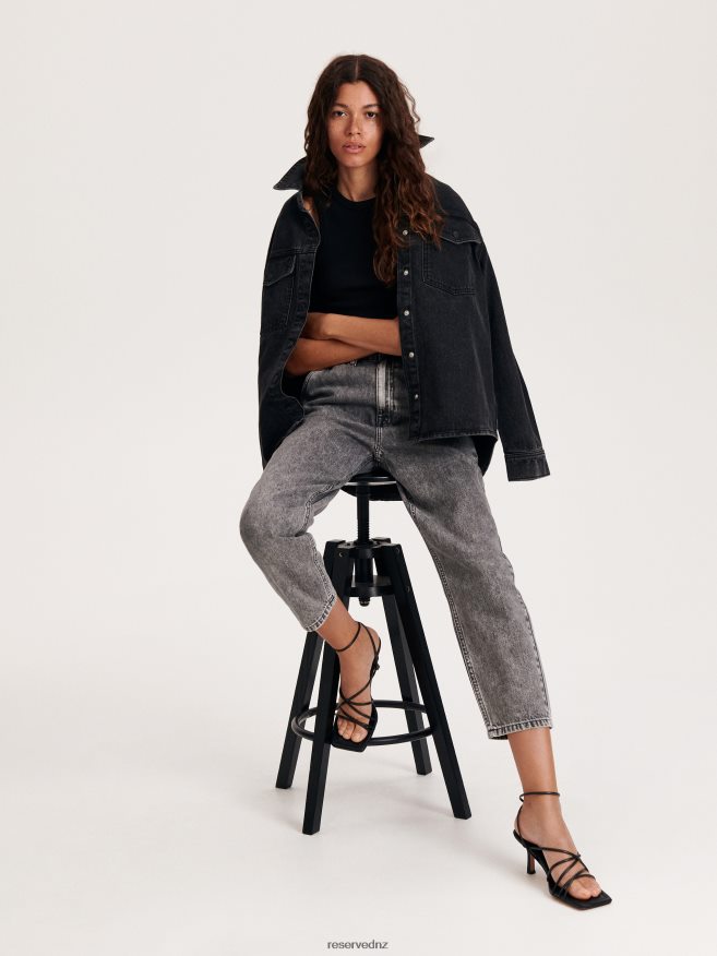 Reserved Women Paperbag Jeans P6H08T749 Apparel Light Grey