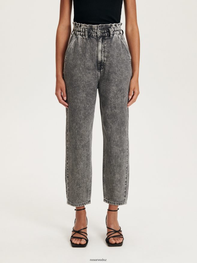 Reserved Women Paperbag Jeans P6H08T749 Apparel Light Grey