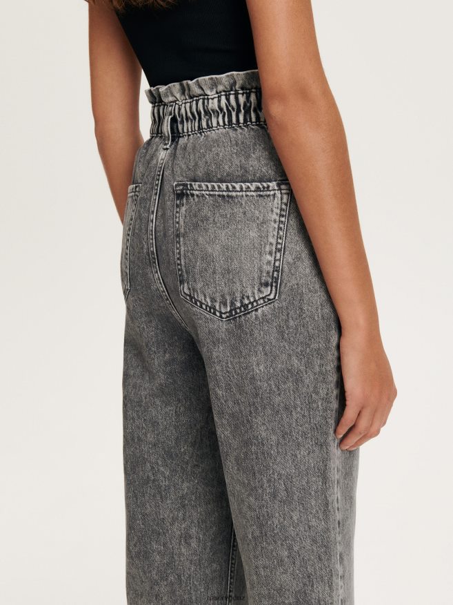Reserved Women Paperbag Jeans P6H08T749 Apparel Light Grey