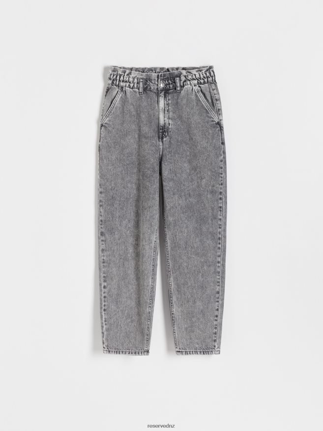 Reserved Women Paperbag Jeans P6H08T749 Apparel Light Grey