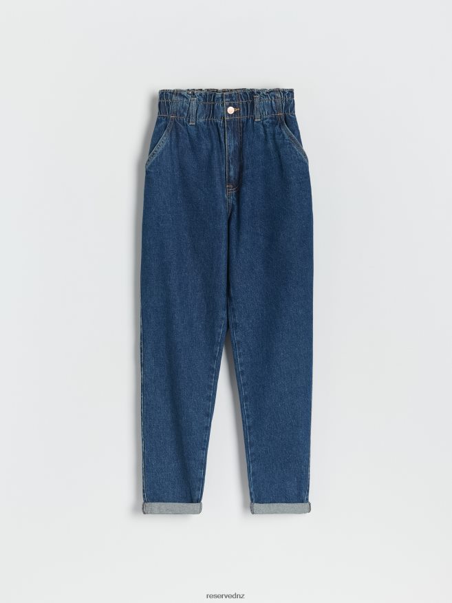 Reserved Women Paperbag Jeans P6H08T799 Apparel Navy