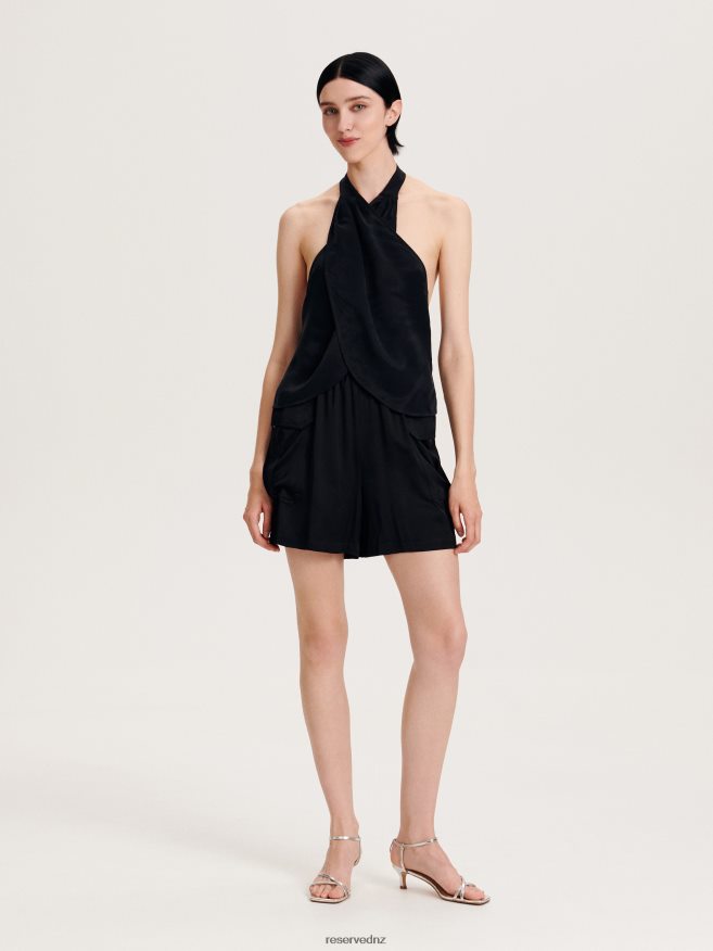 Reserved Women Cargo Shorts P6H08T581 Apparel Black