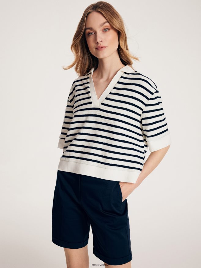 Reserved Women Cotton Rich Shorts P6H08T133 Apparel Navy