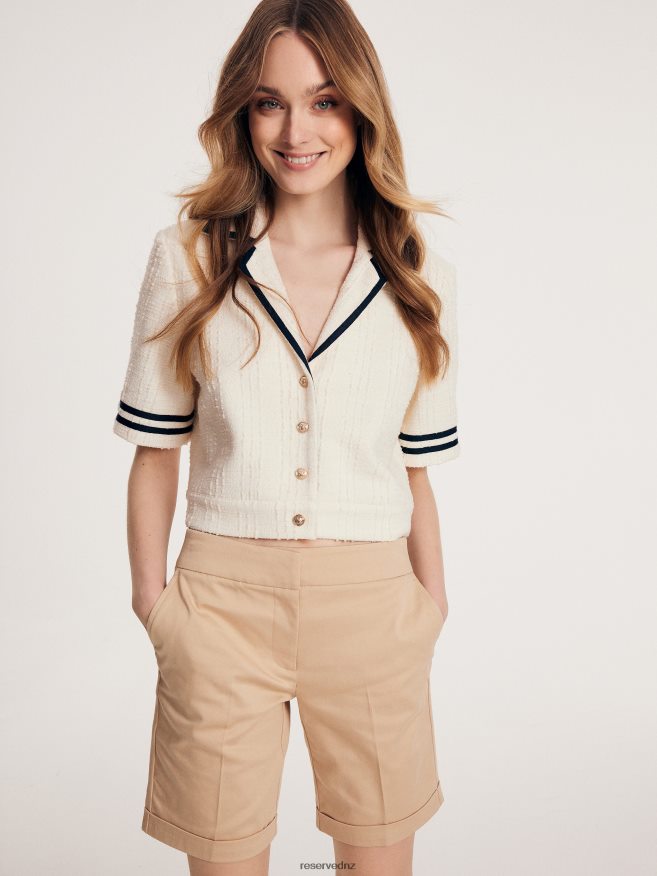 Reserved Women Cotton Rich Shorts P6H08T143 Apparel Beige