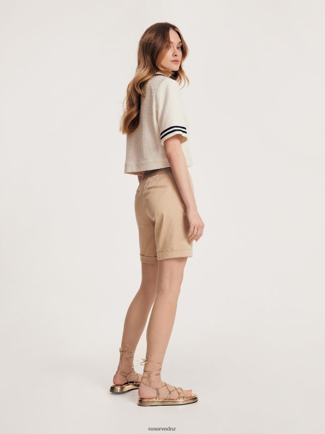 Reserved Women Cotton Rich Shorts P6H08T143 Apparel Beige