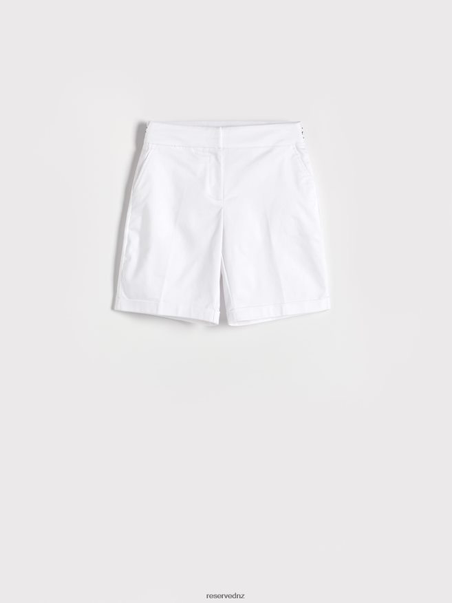 Reserved Women Cotton Rich Shorts P6H08T30 Apparel White