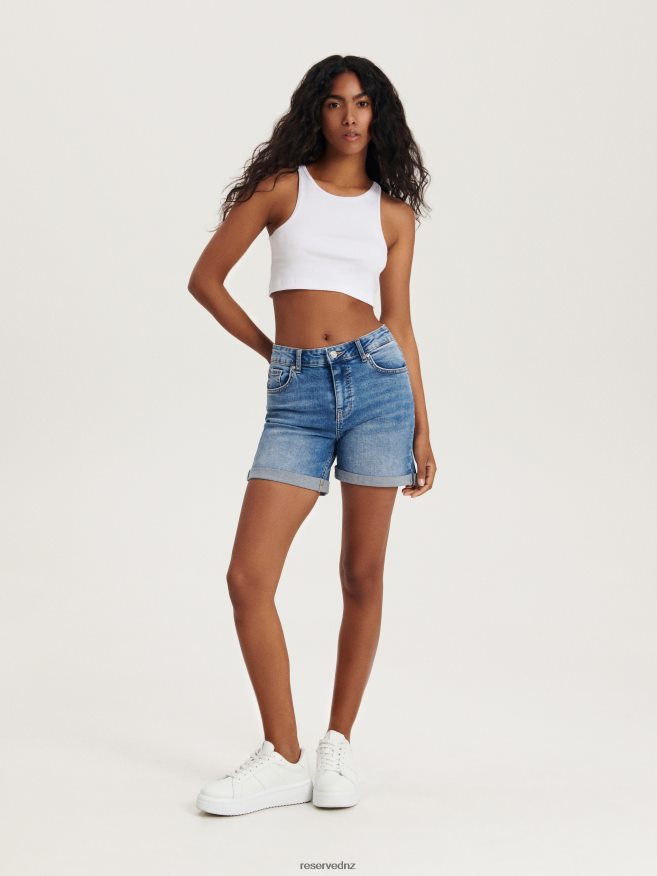 Reserved Women Denim Shorts P6H08T575 Apparel Blue