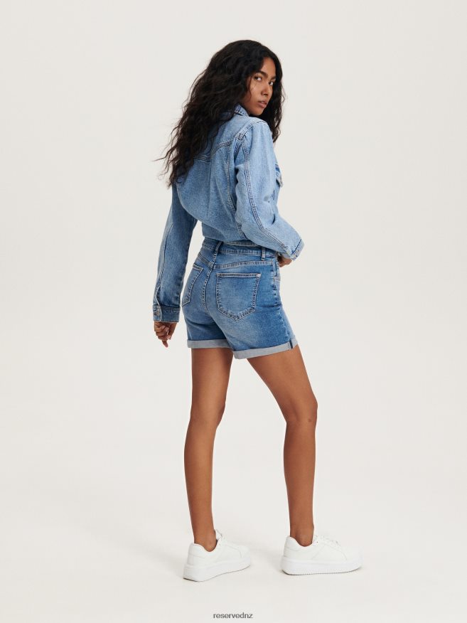 Reserved Women Denim Shorts P6H08T575 Apparel Blue
