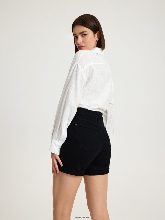 Reserved Women Denim Shorts P6H08T576 Apparel Black