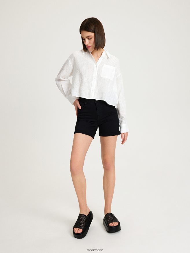 Reserved Women Denim Shorts P6H08T576 Apparel Black