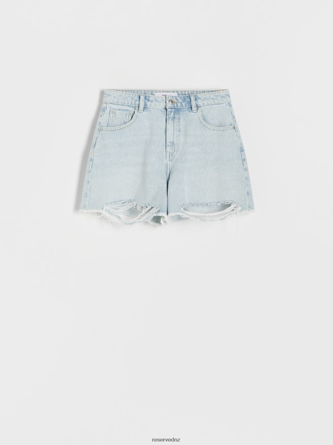 Reserved Women Denim Shorts P6H08T589 Apparel Blue