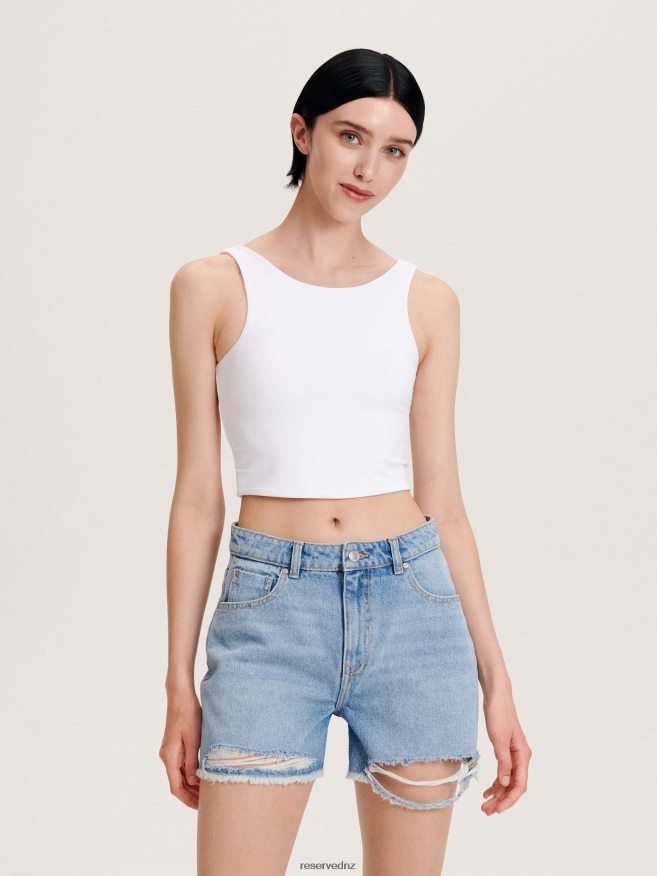 Reserved Women Denim Shorts P6H08T602 Apparel Blue