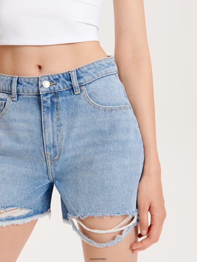 Reserved Women Denim Shorts P6H08T602 Apparel Blue