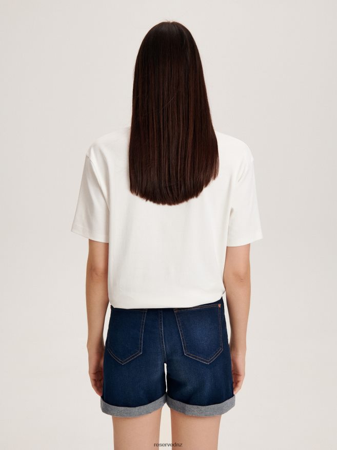 Reserved Women Denim Shorts P6H08T606 Apparel Navy