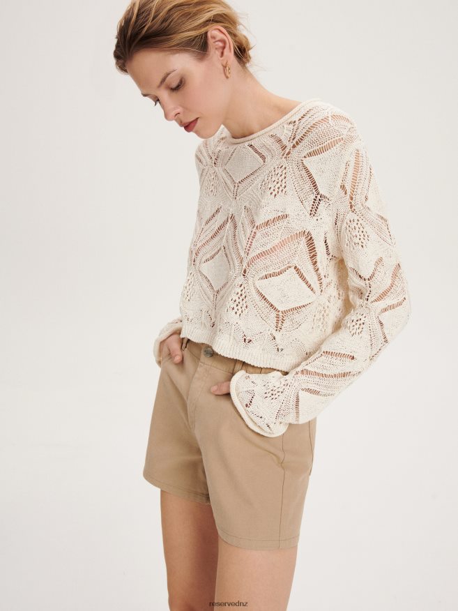 Reserved Women High Waist Shorts P6H08T608 Apparel Beige