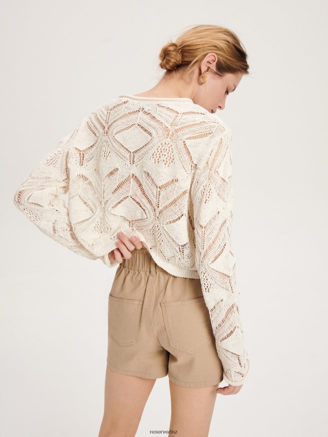 Reserved Women High Waist Shorts P6H08T608 Apparel Beige