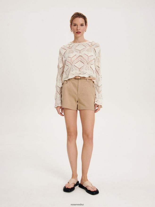 Reserved Women High Waist Shorts P6H08T608 Apparel Beige