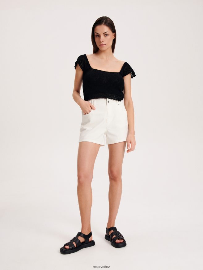 Reserved Women High Waist Shorts P6H08T609 Apparel White