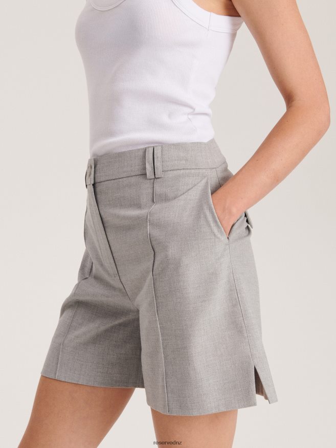 Reserved Women Suit Shorts With Splits P6H08T560 Apparel Light Grey