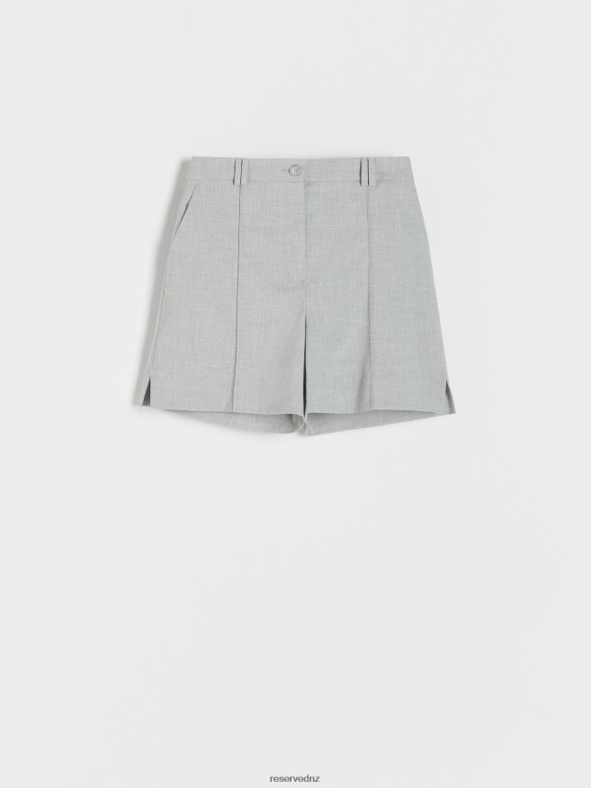 Reserved Women Suit Shorts With Splits P6H08T560 Apparel Light Grey