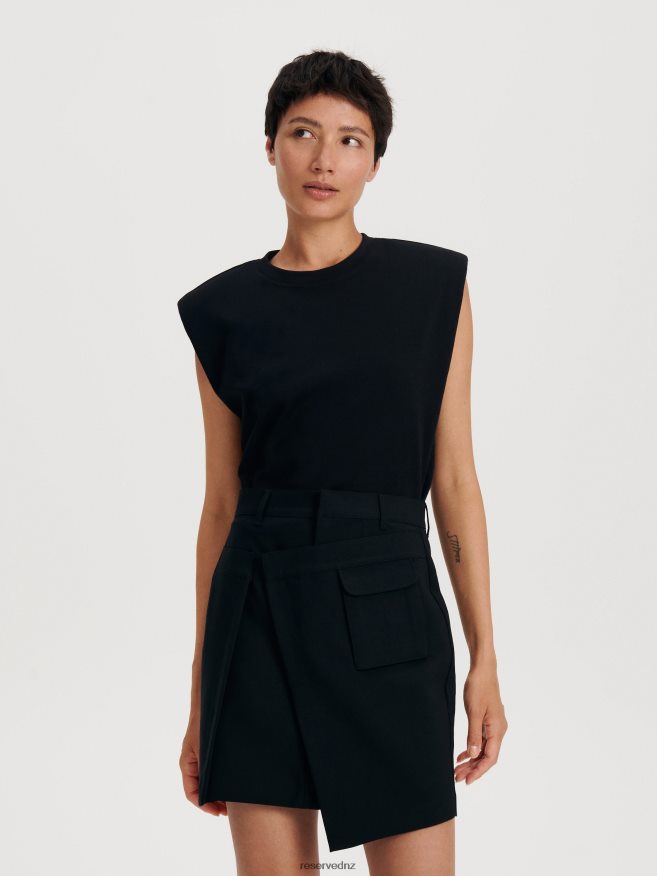 Reserved Women Asymmetric Mini Skirt P6H08T62 Apparel Black