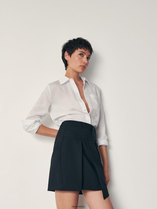 Reserved Women Asymmetric Mini Skirt P6H08T62 Apparel Black