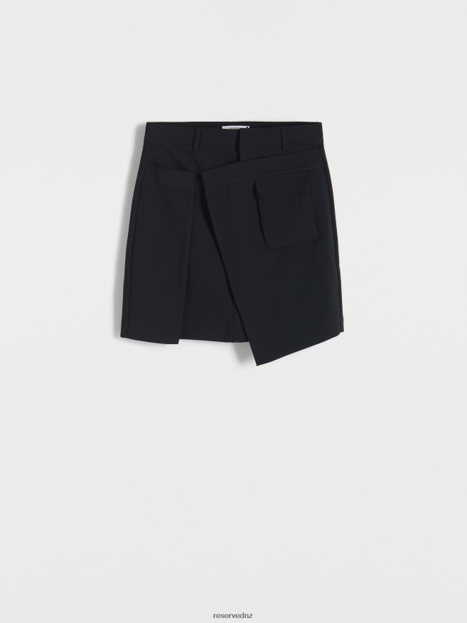 Reserved Women Asymmetric Mini Skirt P6H08T62 Apparel Black