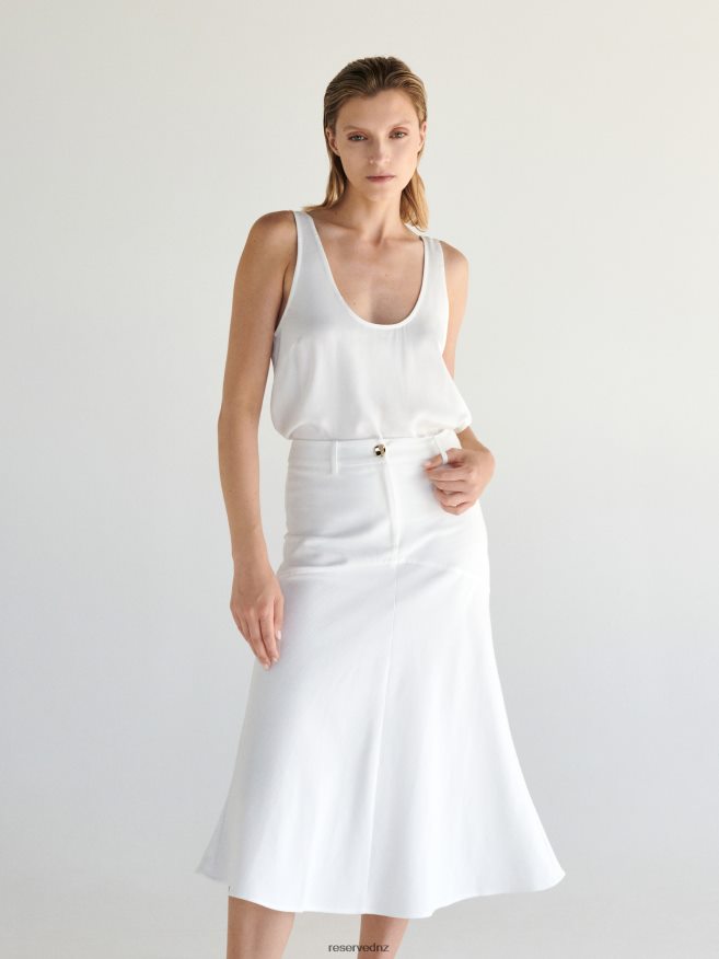 Reserved Women Cotton Midi Skirt P6H08T131 Apparel Cream