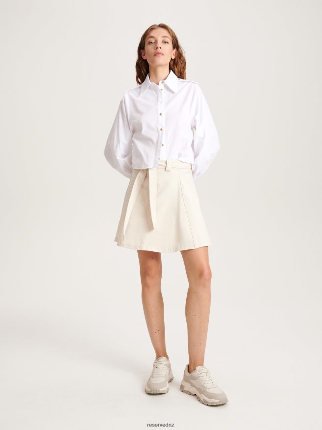 Reserved Women Cotton Mini Skirt P6H08T32 Apparel Cream