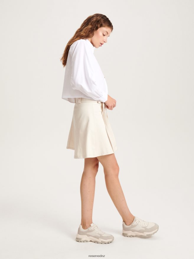 Reserved Women Cotton Mini Skirt P6H08T32 Apparel Cream