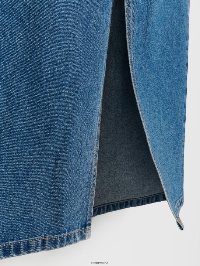 Reserved Women Denim Midi Skirt P6H08T828 Apparel Blue