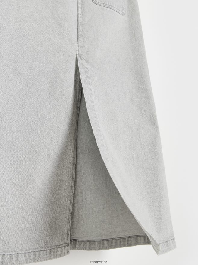 Reserved Women Denim Midi Skirt P6H08T835 Apparel Light Grey