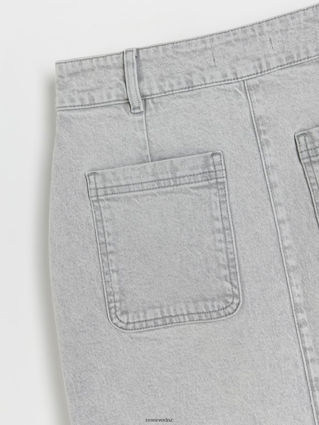 Reserved Women Denim Midi Skirt P6H08T835 Apparel Light Grey