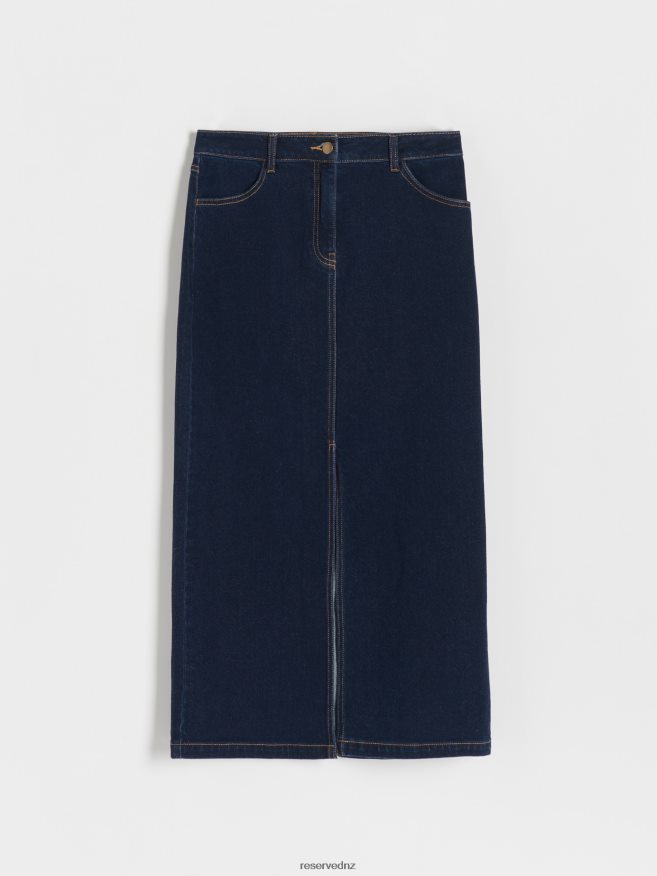 Reserved Women Denim Midi Skirt P6H08T97 Apparel Indigo Jeans