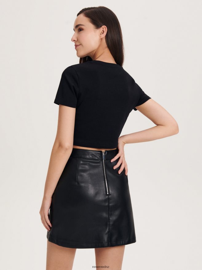 Reserved Women Faux Leather Skirt P6H08T116 Apparel Black