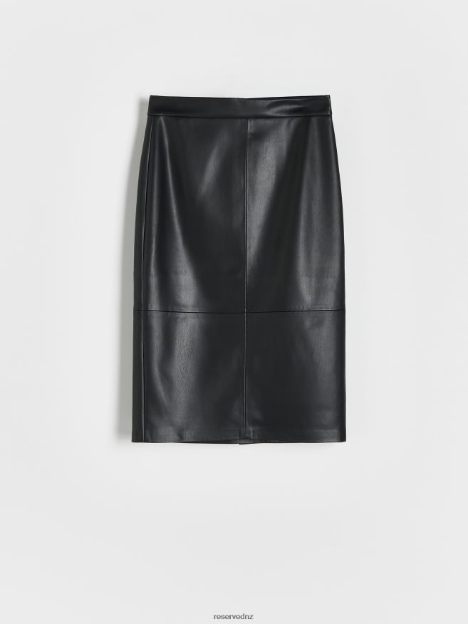 Reserved Women Faux Leather Skirt P6H08T831 Apparel Black